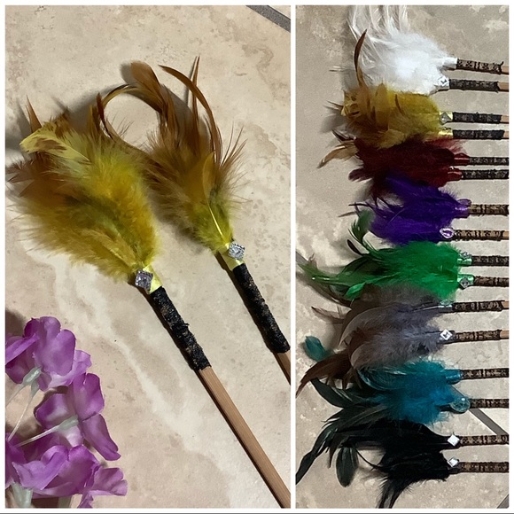 🌸 2PC HAIR PIECE FEATHER BLING LACE CHOPSTICKS BOHO CHIC BOHEMIAN TRIBAL EARTH - Picture 4 of 9